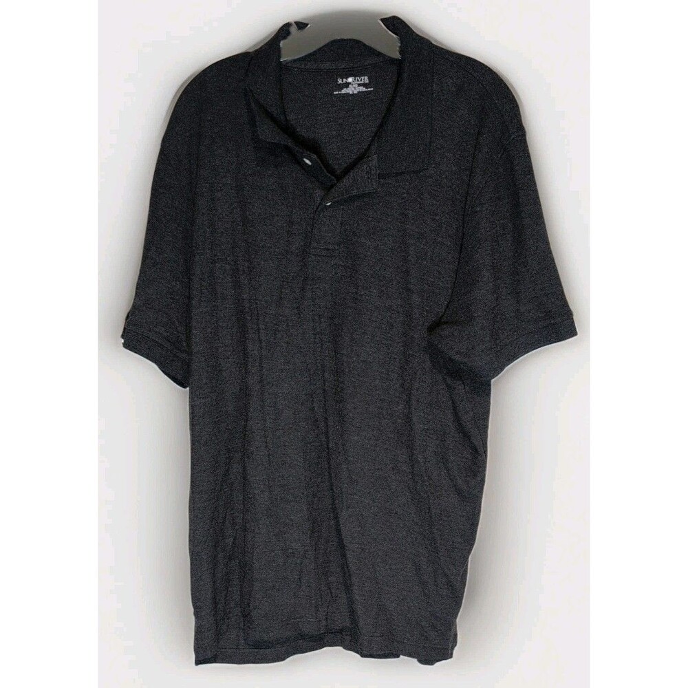 Sun River Clothing Co Mens XL Polo Shirt Black Striped Chest Pocket